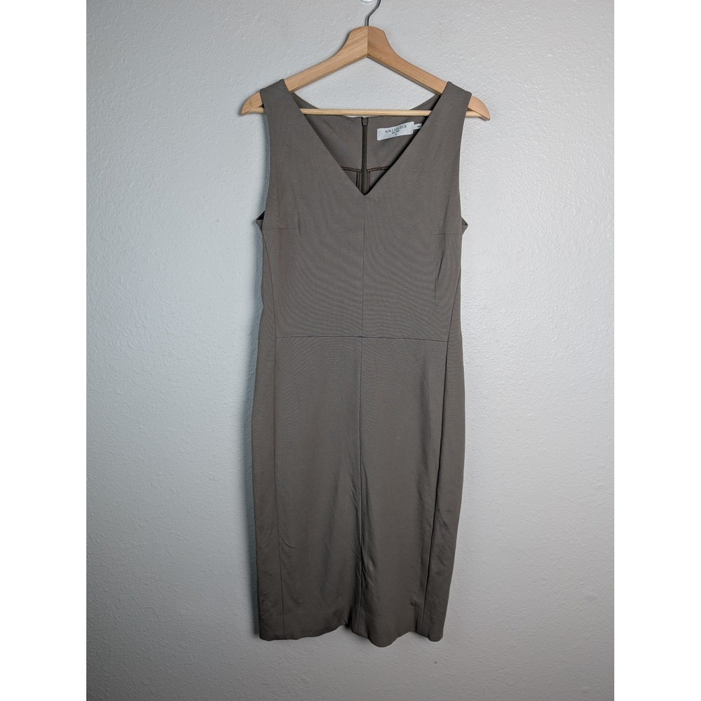 MM LaFleur Etsuko Dress Womens 12 Taupe Gray V-Neck Sleeveless Sheath RPT1PEB - Picture 2 of 10